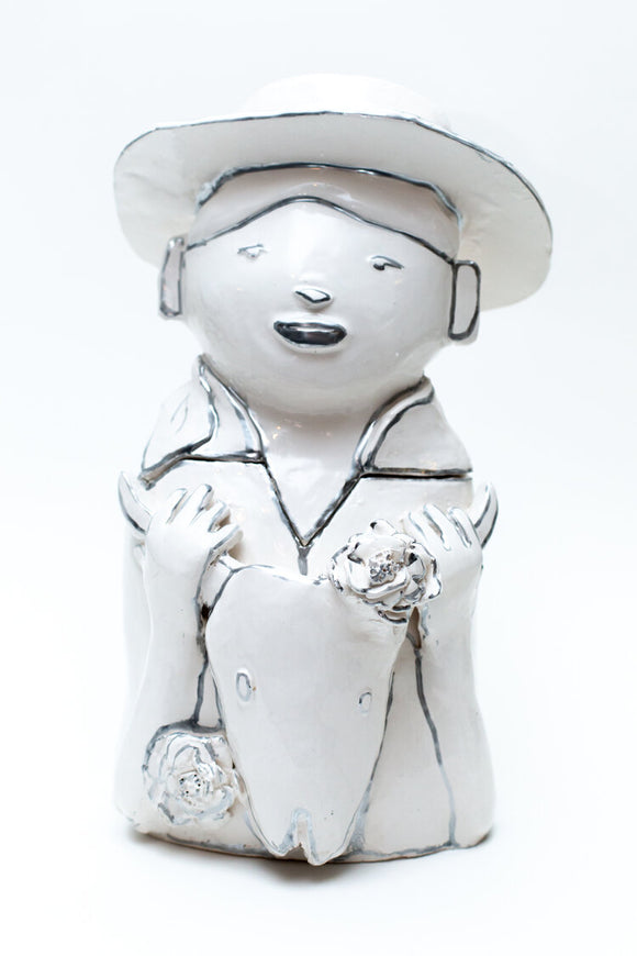 Hazy Mae Georgia Bright White Ceramic Cookie Jar