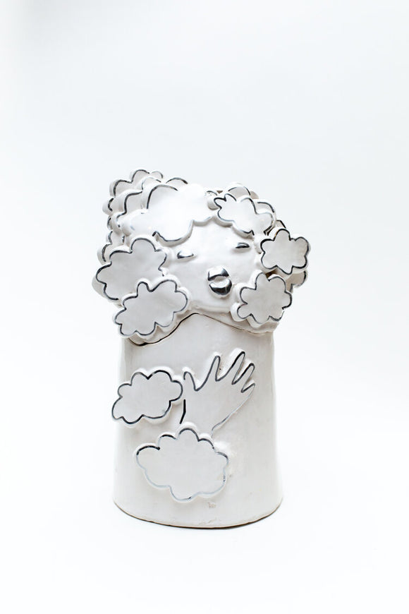 Hazy Mae The Daydreamer Bright White Ceramic Cookie Jar