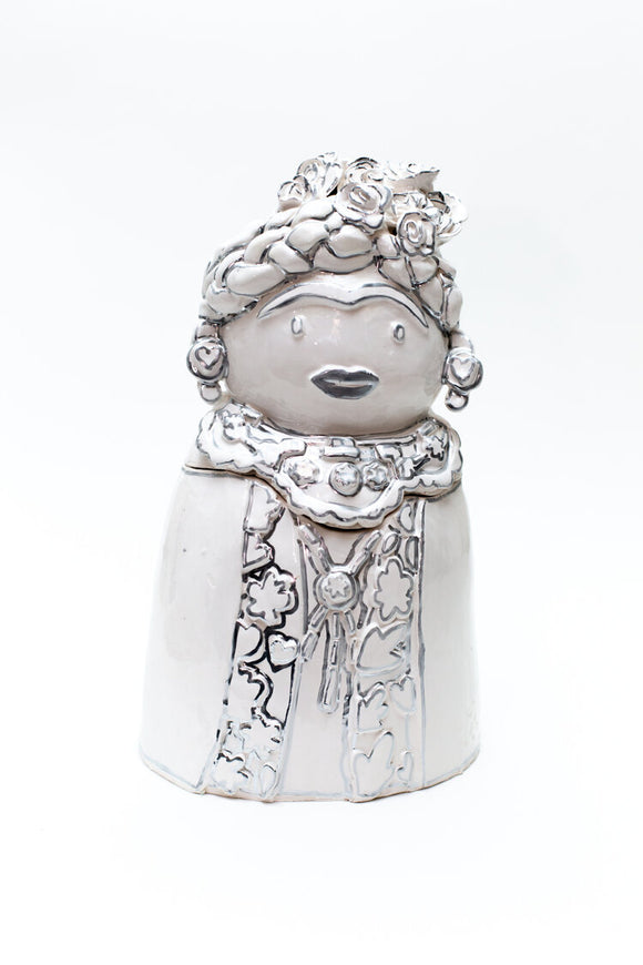 Hazy Mae Frida Bright White Ceramic Cookie Jar