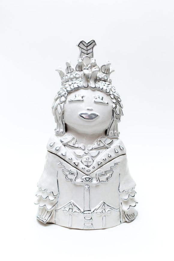 Hazy Mae Cleopatra Bright White Ceramic Cookie Jar