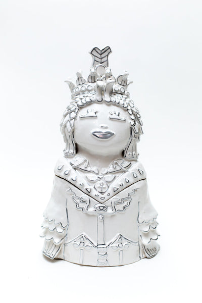 Hazy Mae Cleopatra Bright White Ceramic Cookie Jar