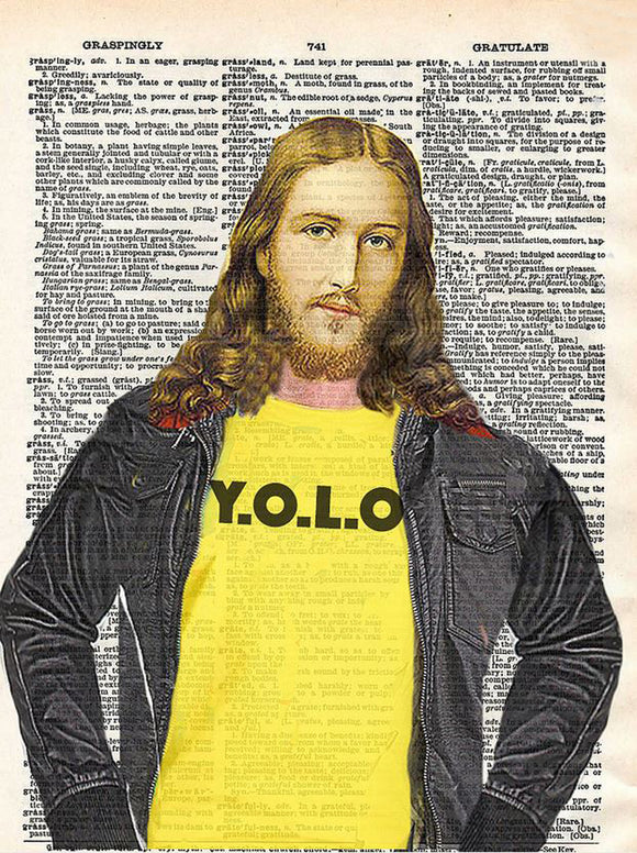Artnwordz YOLO Jesus Dictionary Sheet Pop Art Wall or Desk Art Print Poster
