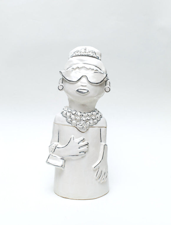 Hazy Mae Audrey Bright White Ceramic Cookie Jar