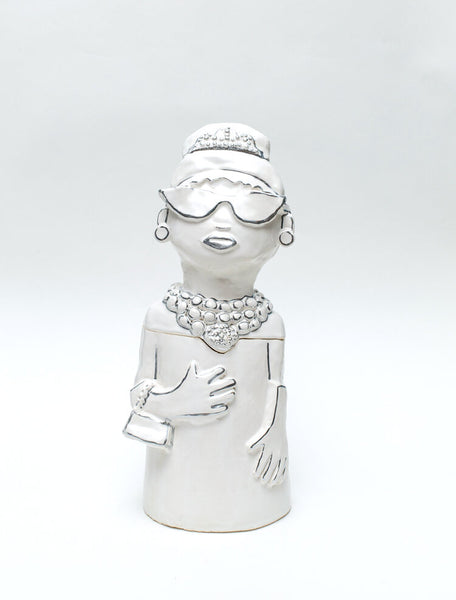 Hazy Mae Audrey Bright White Ceramic Cookie Jar