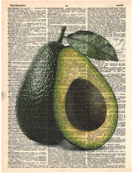 Artnwordz Avocado Dictionary Page Wall Art Print