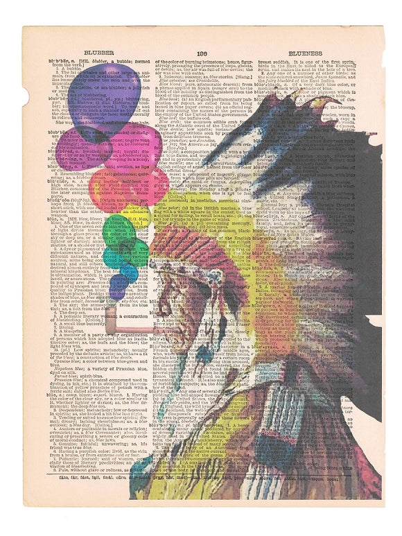 Artnwordz Life in A Bubble Indian Chief Dictionary Page Pop Art Wall or Desk Art Print Poster