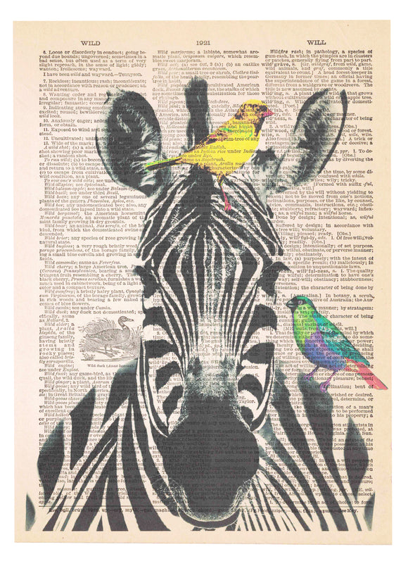 Artnwordz Zebra Dictionary Sheet Pop Art Wall or Desk Art Print Poster
