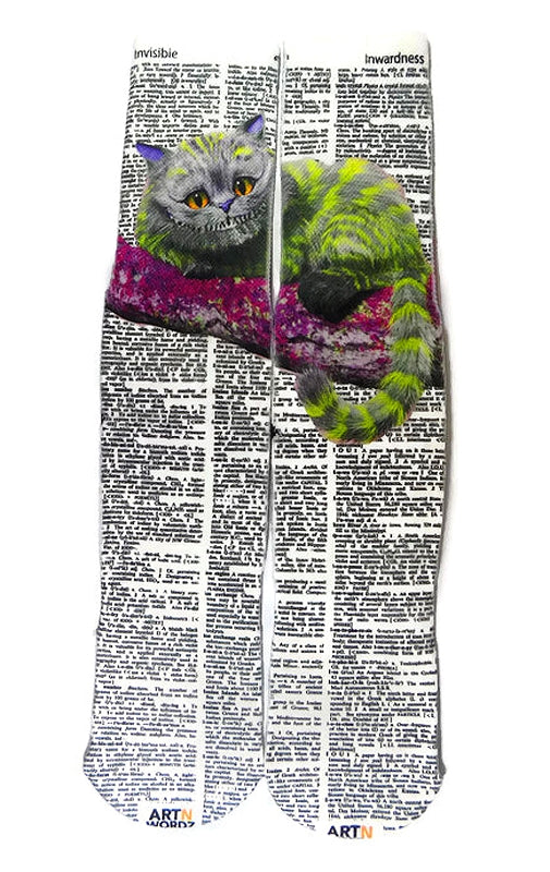 Artnwordz Cheshire Cat Unisex Dictionary Art Socks