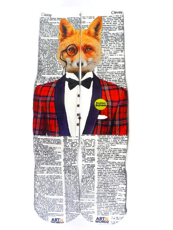 Artnwordz Clever Fox Unisex Dictionary Art Socks