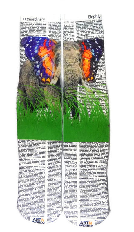 Artnwordz Elephly Elephant Unisex Dictionary Art Socks
