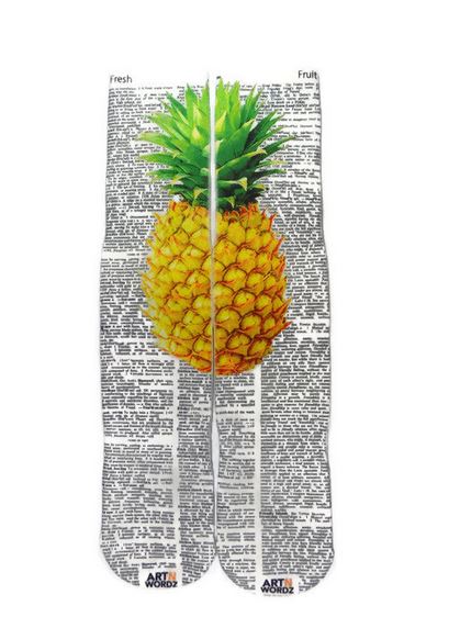 Artnwordz Yellow Pineapple Unisex Dictionary Art Socks