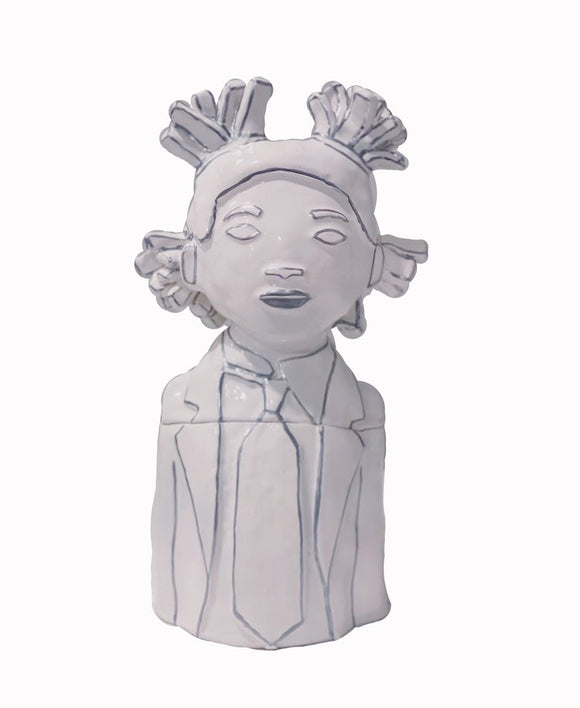 Hazy Mae Basquiat Bright White Ceramic Cookie Jar