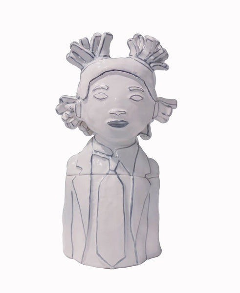 Hazy Mae Basquiat Bright White Ceramic Cookie Jar