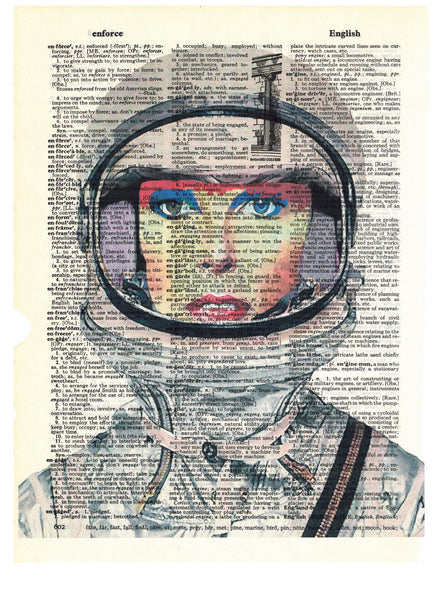 Artnwordz Spaceman Dictionary Sheet Pop Art Wall or Desk Art Print Poster