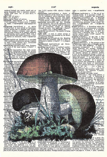 Artnwordz Brown Mushroom Original Dictionary Sheet Pop Art Wall or Desk Art Print Poster