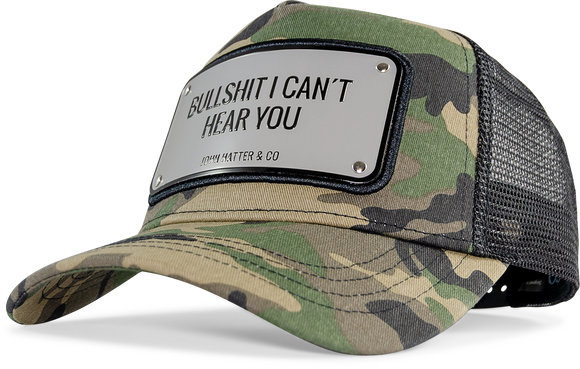 John Hatter & Co Bullshit I Can't Hear You Camo Adjustable Trucker Cap Hat