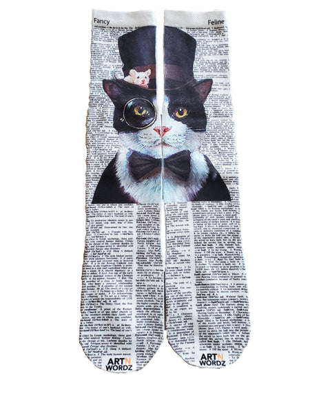 Artnwordz Classy Cat Unisex Dictionary Art Socks