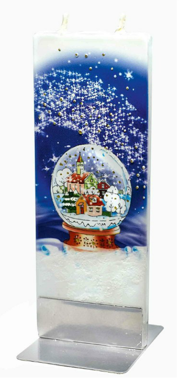 Flatyz Twin Wick Unscented Thin Flat Candle - Snow Globe