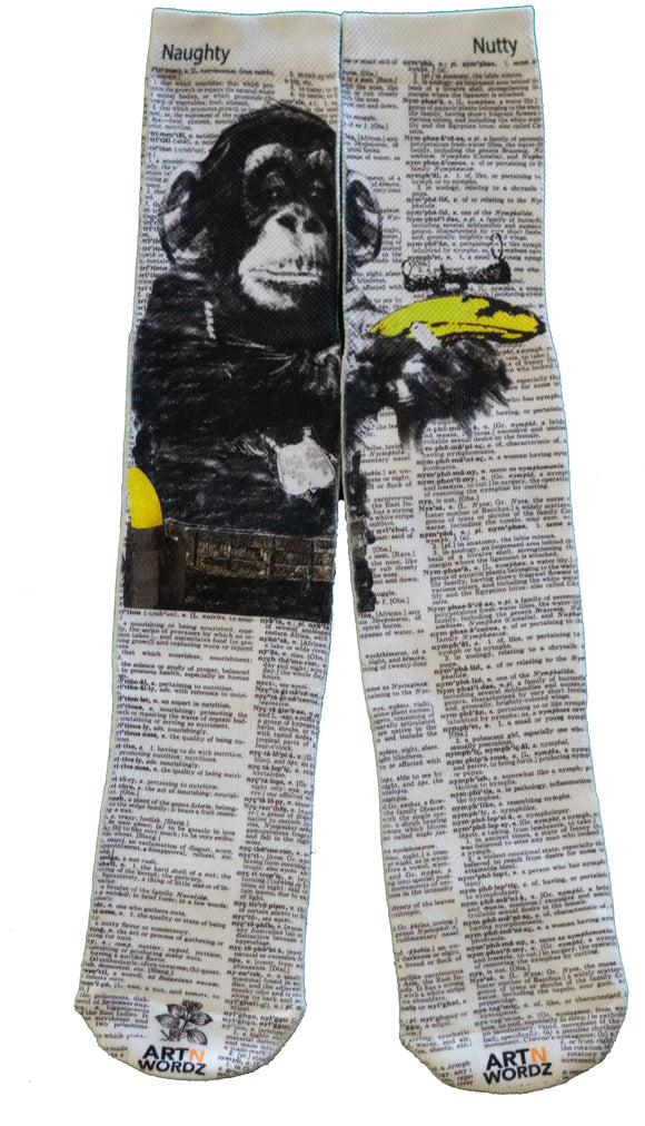 Artnwordz Going Bananas Monkey Unisex Dictionary Art Socks