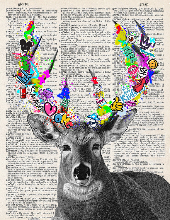 Artnwordz Graffiti Deer Dictionary Page Wall Art Print