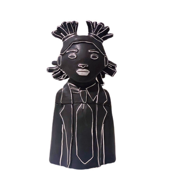 Hazy Mae Basquiat Satin Black Ceramic Cookie Jar
