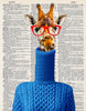 Artnwordz Hipster Giraffe Dictionary Page Wall Art Print