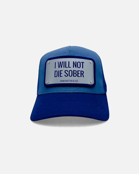 John Hatter & Co Wolf of Wall Street I Will Not Die Sober Blue Adjustable Baseball Cap Hat
