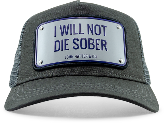 John Hatter & Co Wolf of Wall Street I Will Not Die Sober Grey Adjustable Baseball Cap Hat