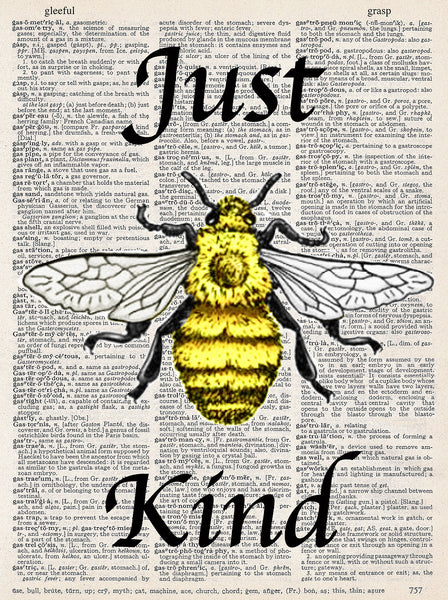 Artnwordz Just Bee Kind Dictionary Page Wall Art Print