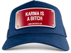 John Hatter & Co Karma is a Bitch Blue Adjustable Trucker Cap Hat