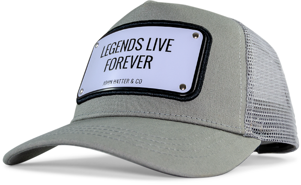 John Hatter & Co Legends Live Forever Grey Adjustable Trucker Cap Hat