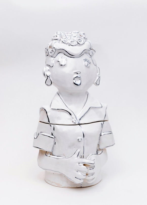 Hazy Mae Lucy Bright White Ceramic Cookie Jar