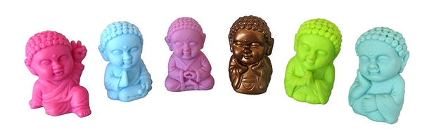 Pocket Buddha Figurine Toy Faith Peace Happiness Wisdom Love Harmony, set of 6