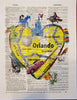 Artnwordz Orlando Heart Dictionary Page Wall Art Print