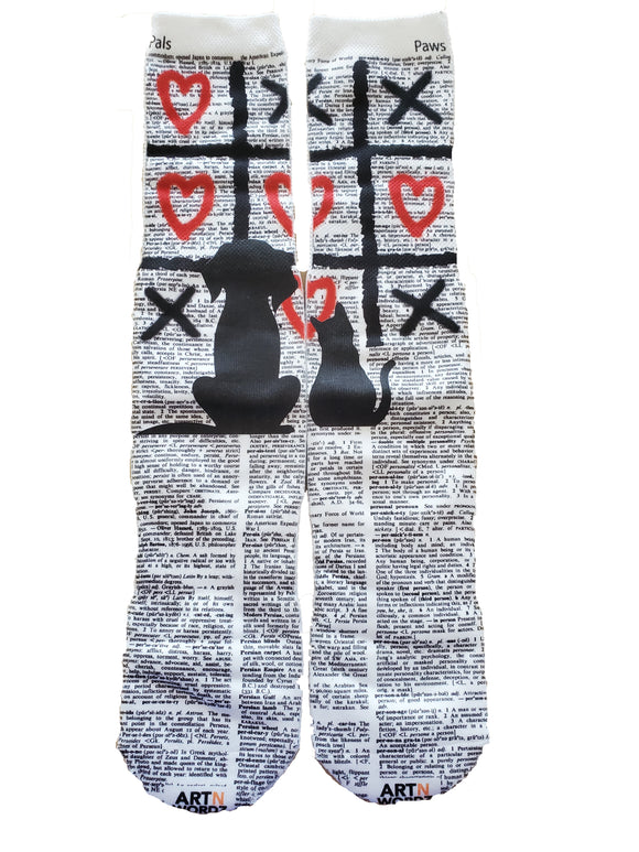 Artnwordz Pawsitively Love Dogs and Cat Unisex Dictionary Art Socks