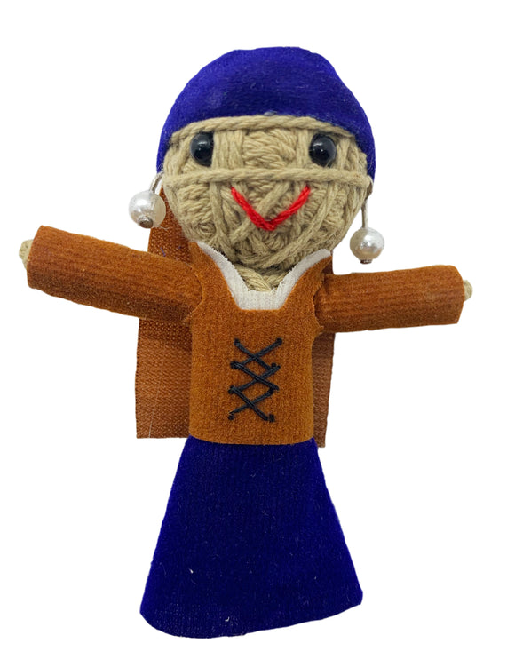 Kamibashi Girl with a Pearl Earring Original String Doll Gang Handmade Keychain Toy & Clip