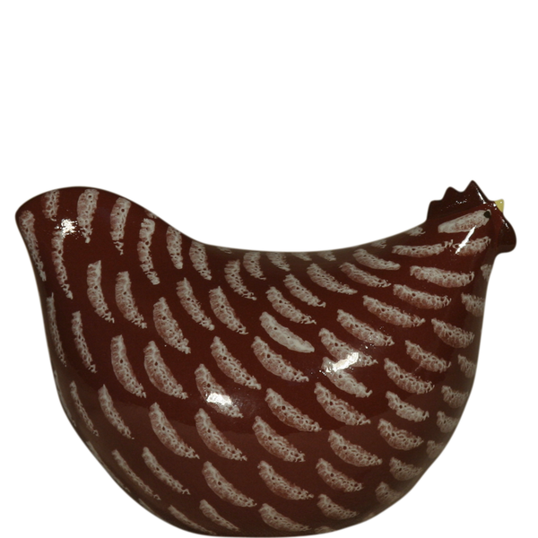 Les Ceramiques de Lussan Small Ceramic Baby Chicken - Bordeaux Red with White Spots