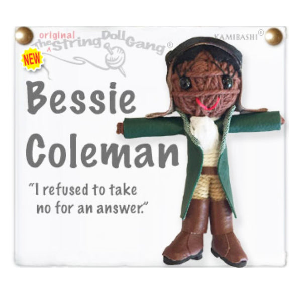 Kamibashi Bessie Coleman Aviator Pilot Original String Doll Gang Keychain Toy and Clip