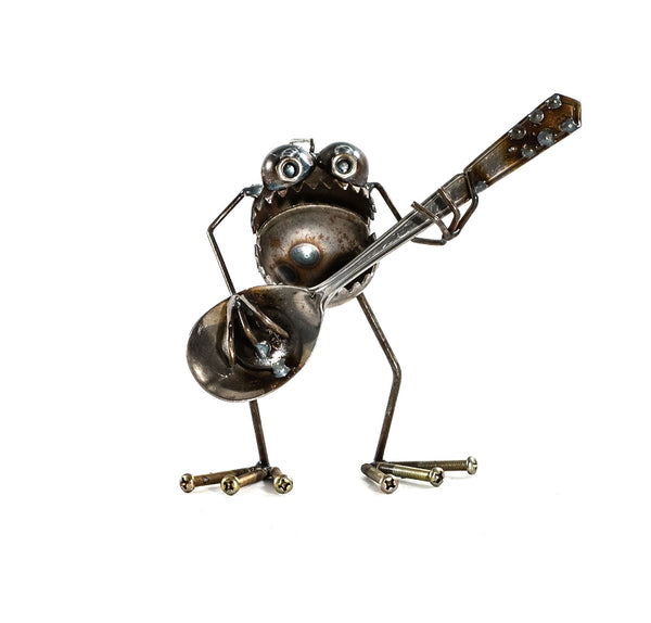 Sugarpost Gnome Be Gone Mini Guitarist Welded Scrap Metal Art Sculptures Item #1039