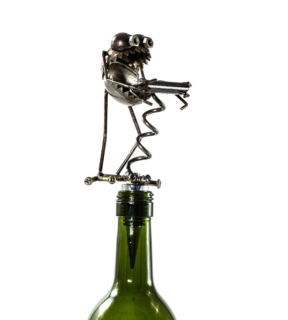 Sugarpost Gnome Be Gone Mini Corkscrew Wine Stopper Welded Scrap Metal Art Sculpture Item #1041