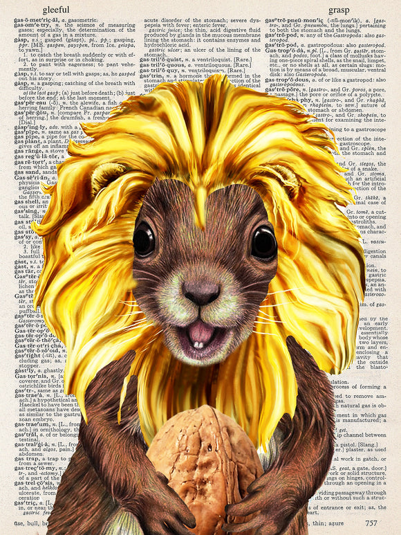 Artnwordz Squirlion (Squirrel + Lion) Dictionary Page Wall Art Print
