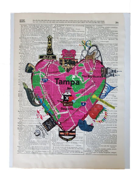 Artnwordz Tampa Heart Dictionary Page Wall Art Print