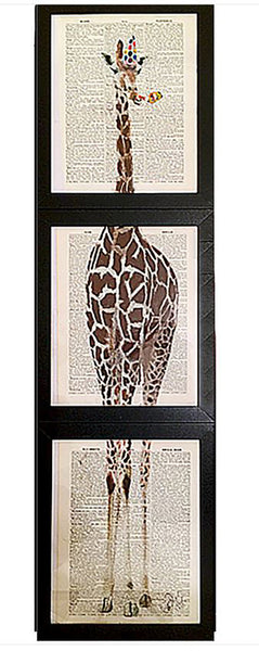 Artnwordz Party Animal Giraffe 3 Piece Dictionary Art