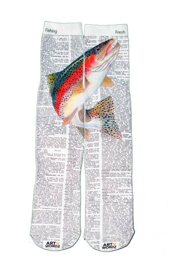 Artnwordz Rainbow Trout Fish Unisex Dictionary Art Socks
