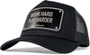 John Hatter & Co Work Hard Play Harder Black Adjustable Trucker Cap Hat
